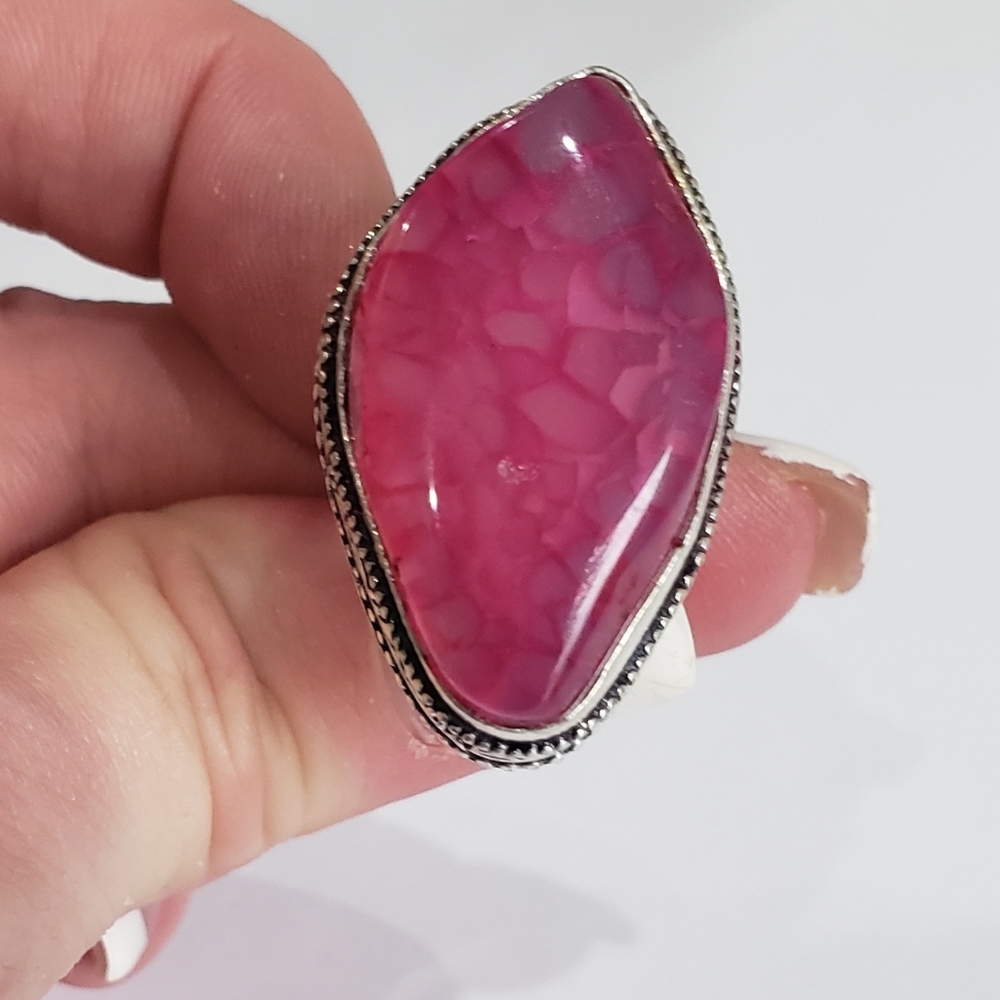 Handmade Pink Rhodonite 925 silver  ring. New never worn. - Picture 8 of 16
